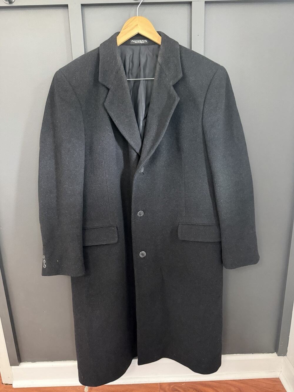 Silver Cloud Cashmere Blend Coat Men's Black 44 Long Overcoat Italian Fabric